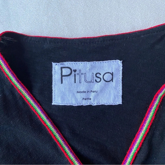 Pitusa Clothing Mykonos Pima Cotton Dress: Black No Tassels Size Petite - Picture 4 of 4